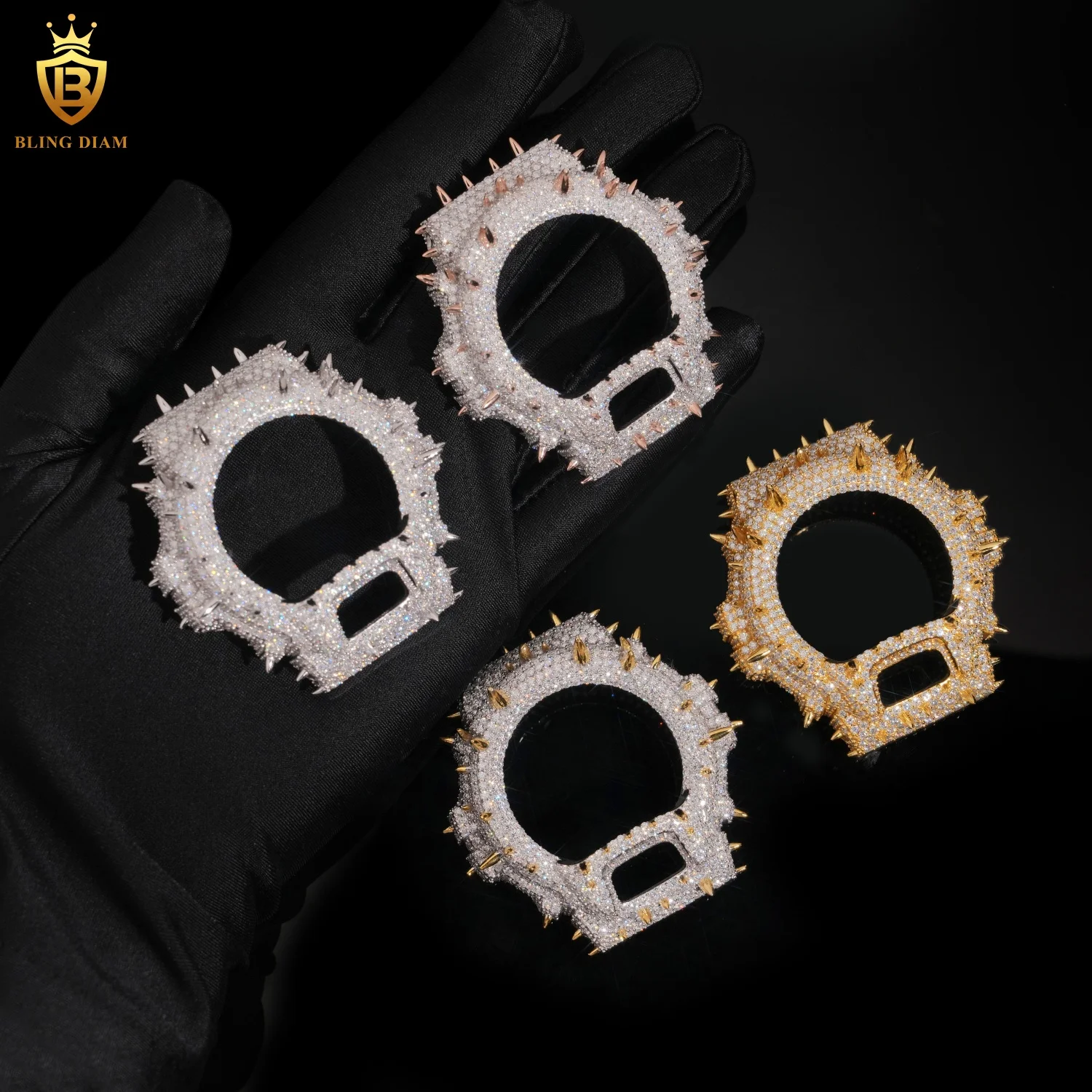 

Fashion DW6900 VVS Moissanite Watch Bezel Iced Out Mens Women Hip Hop Style Fine Jewelry Moissanite Watch Case