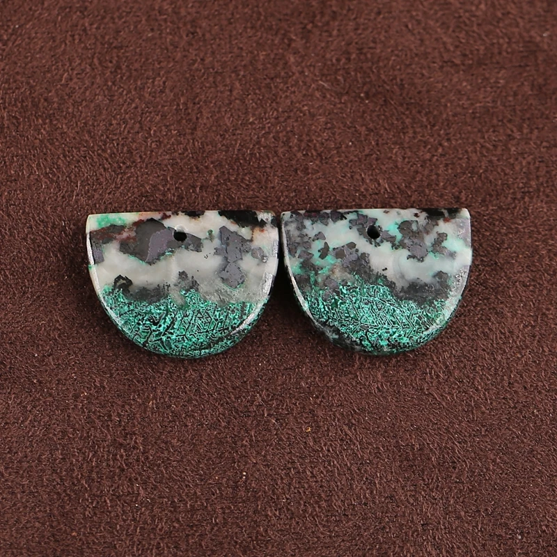 

Серьги ручной работы из натурального камня хризоколлы с двойным отверстием, бусины 20x15x4 мм, 5,9 г, модные украшения для женщин