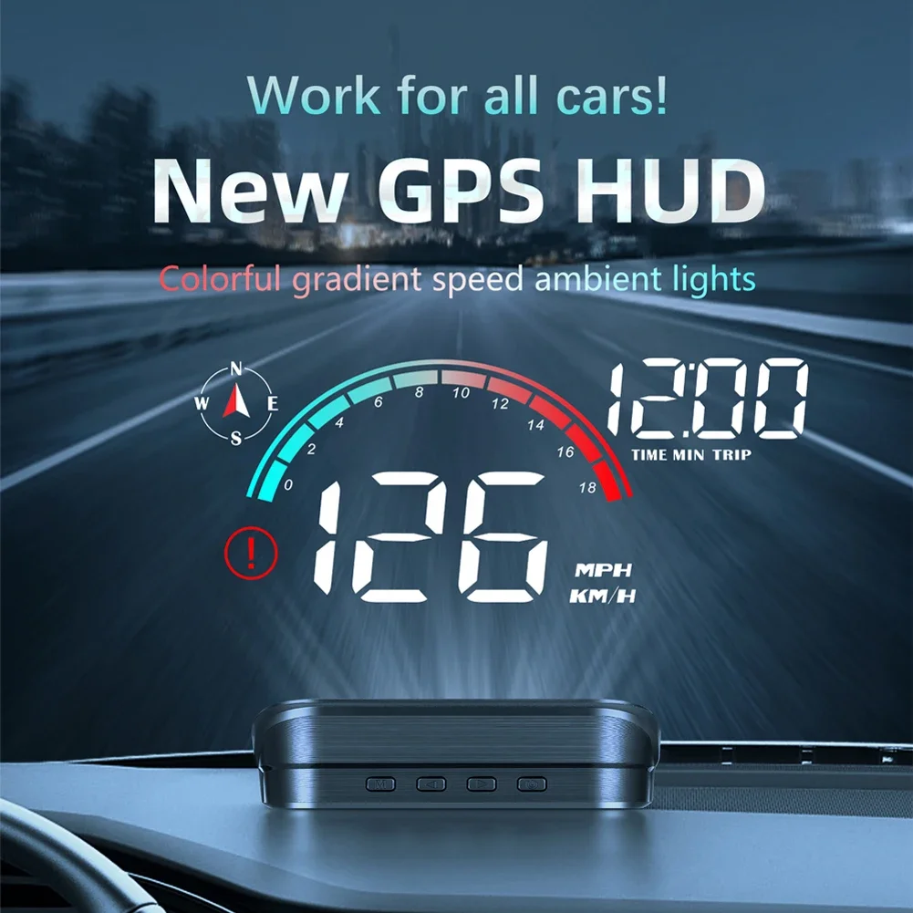 

Автомобильный проекционный дисплей HUD, универсальный цифровой GPS-спидометр, экран проектора, приборная панель, одометр с сигнализацией превышения скорости для всех автомобилей