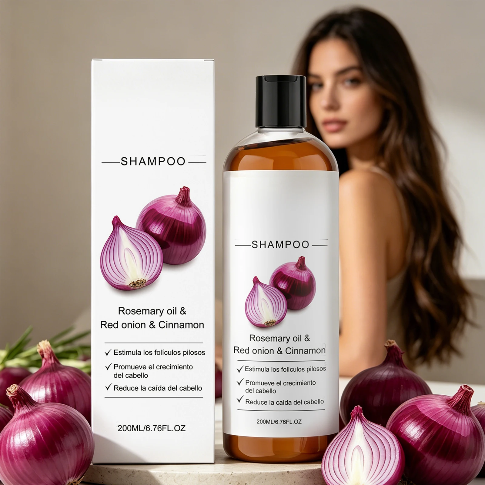 

Rosemary Onion Shampoo Lasting Oil Control Strengthen Hair Roots Deep Moisturizing Scalp Hair Care Red Onion Thickening Shampoo