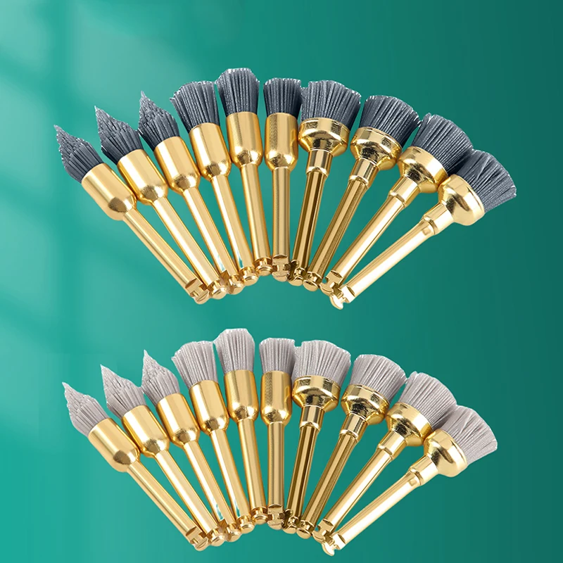 

10Pcs Professional Dental Polishing Brush Alumina/Silicon Abrasive Prophy Brushes Fit Contra Angle Handpiece Dental Clinic Tools