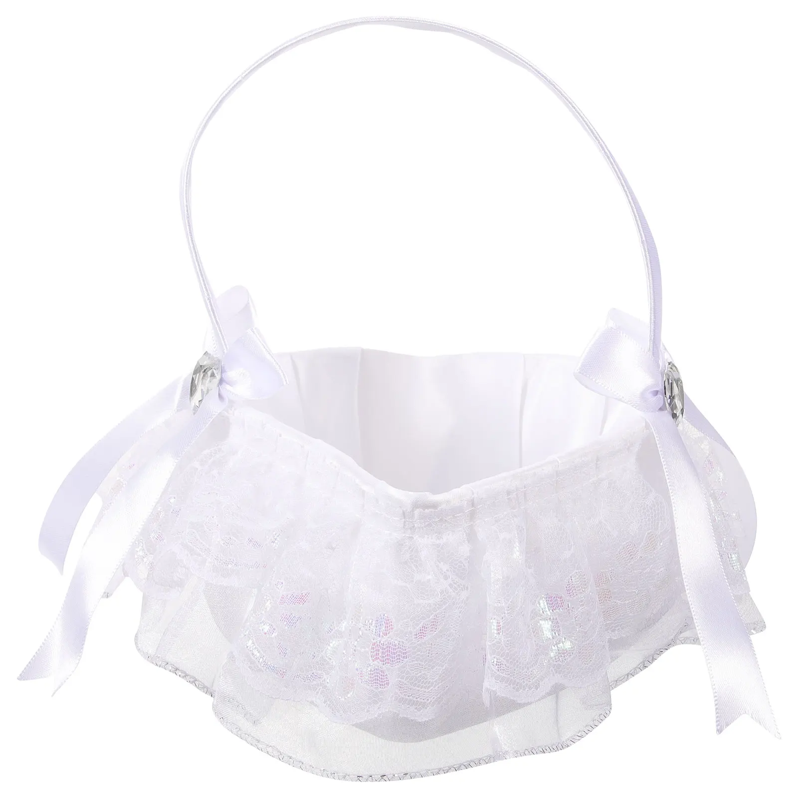 

Lace Flower Baskets White H held Bridal Wedding Accessory Girl Party Decoration Rustic Packing Storage Basket Heart Shape