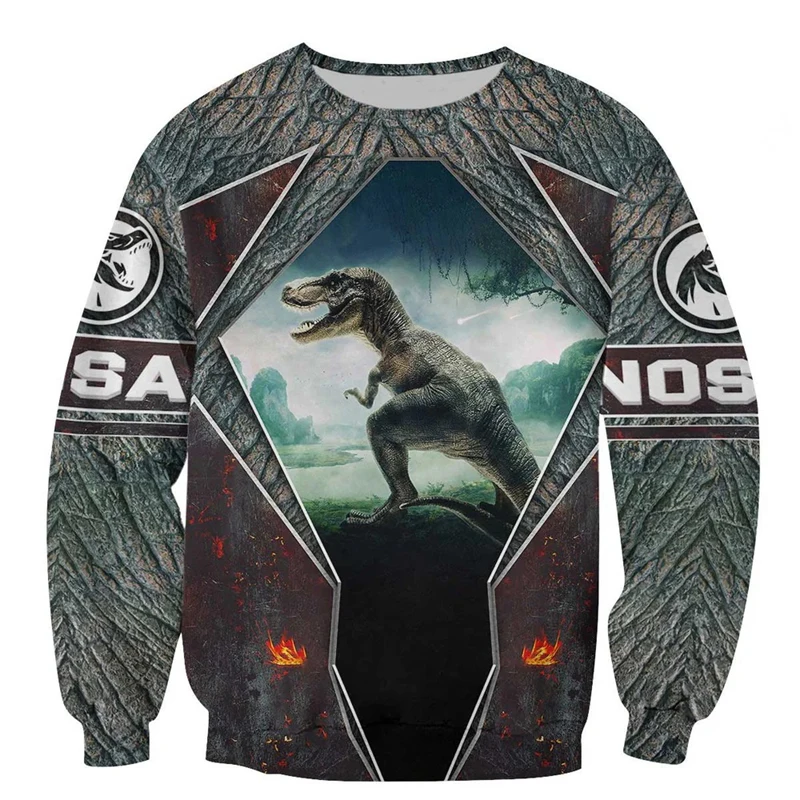 3D Print Cool Dinosaur Men's Sweatshirt Unique Design Graphic Long Sleeve Pullover Sweatshirt Street Fashion Trend Autumn Hoodie