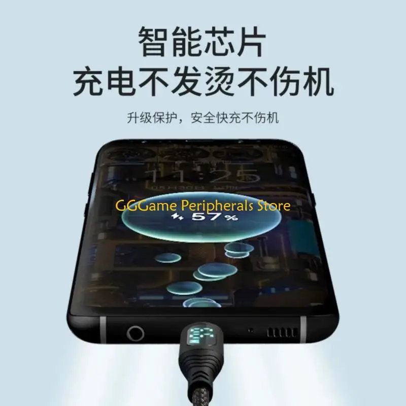 U55B 100W Twin Type C Charging Cable with Digital Power Display Fast Charging Data Line