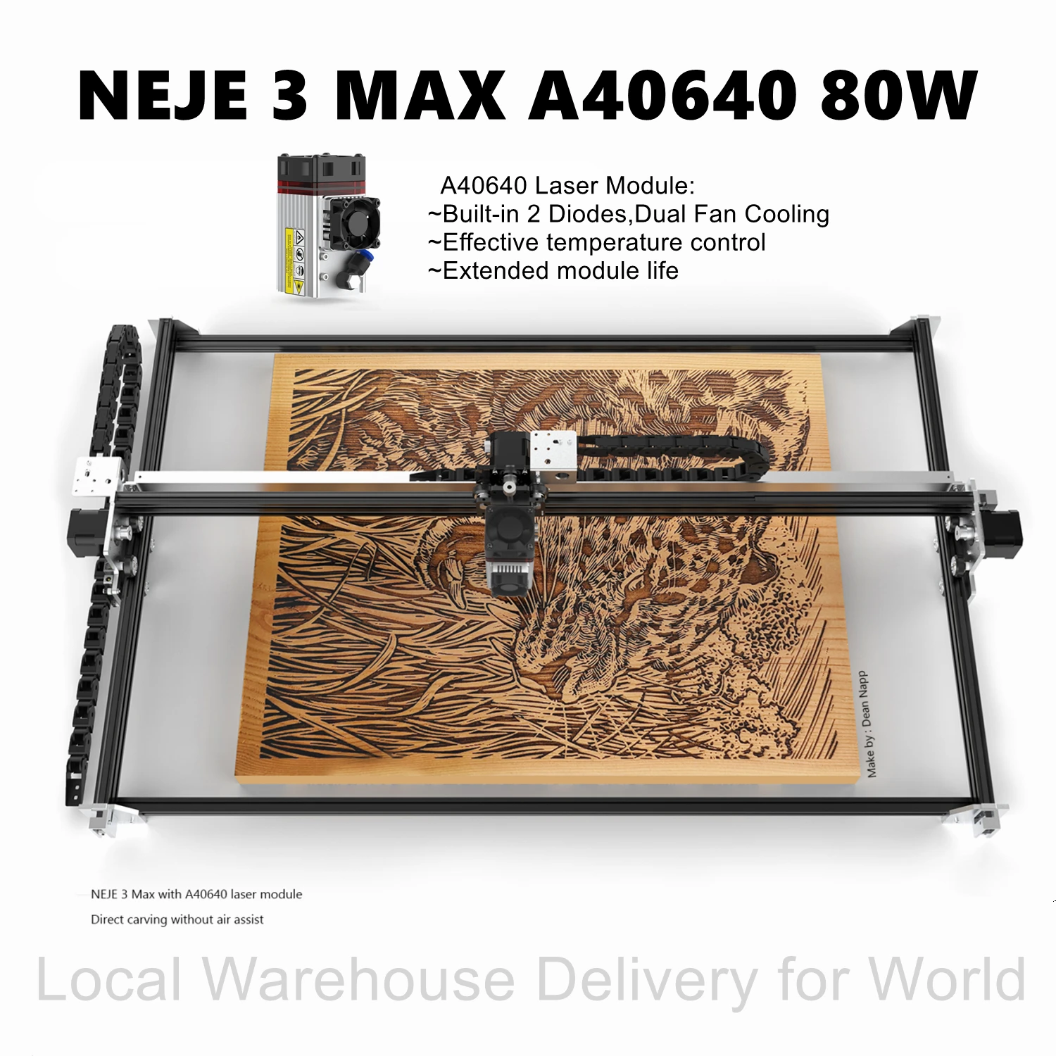 

NEJE 3 Max V2 80W A40640/N40640 CNC Laser Cutter Printer Wood Engraving Cutting Machine Router DIY Tool Lightburn LaserBRBL