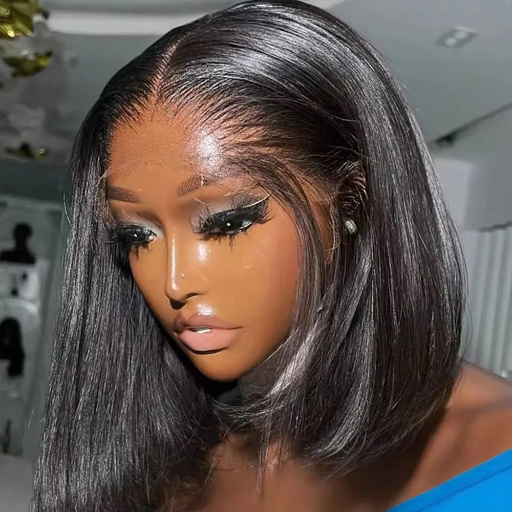 

13x4 Боб Парик Человеческие Волосы 180% Плотность HD Прозрачные Парики Фронта Шнурка Человеческие Волосы Короткие Боб Предварительно Сорванные Прямые Парики Человеческие Волосы