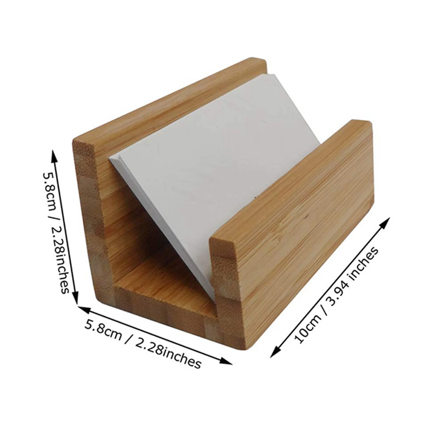 Exquisite-2X Bamboo Wood Desktop Business Card Holder For Desk Sturdy Business Card Display Stand For Office Men Women