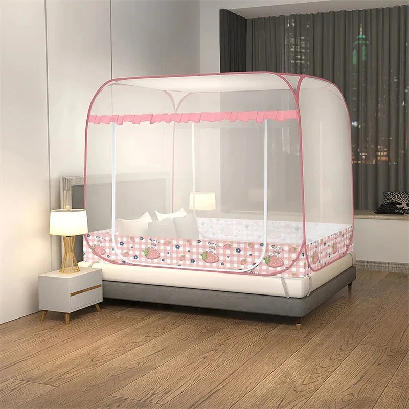 

Full Bottom Anti-fall Mosquito Net Large Square Top Yurt Mosquito Net Catoon Home Double Doors children's Room Mosquito Net