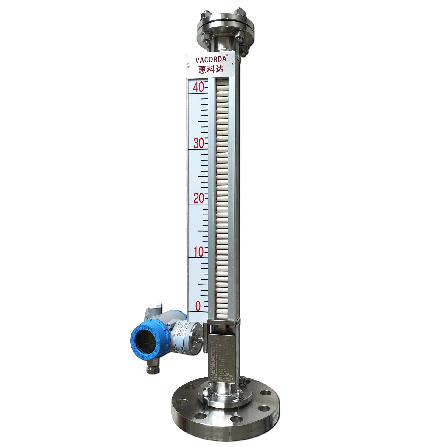 PP Magnetic Flap Level Gauge With Flange Connection For Corrosive Liquids