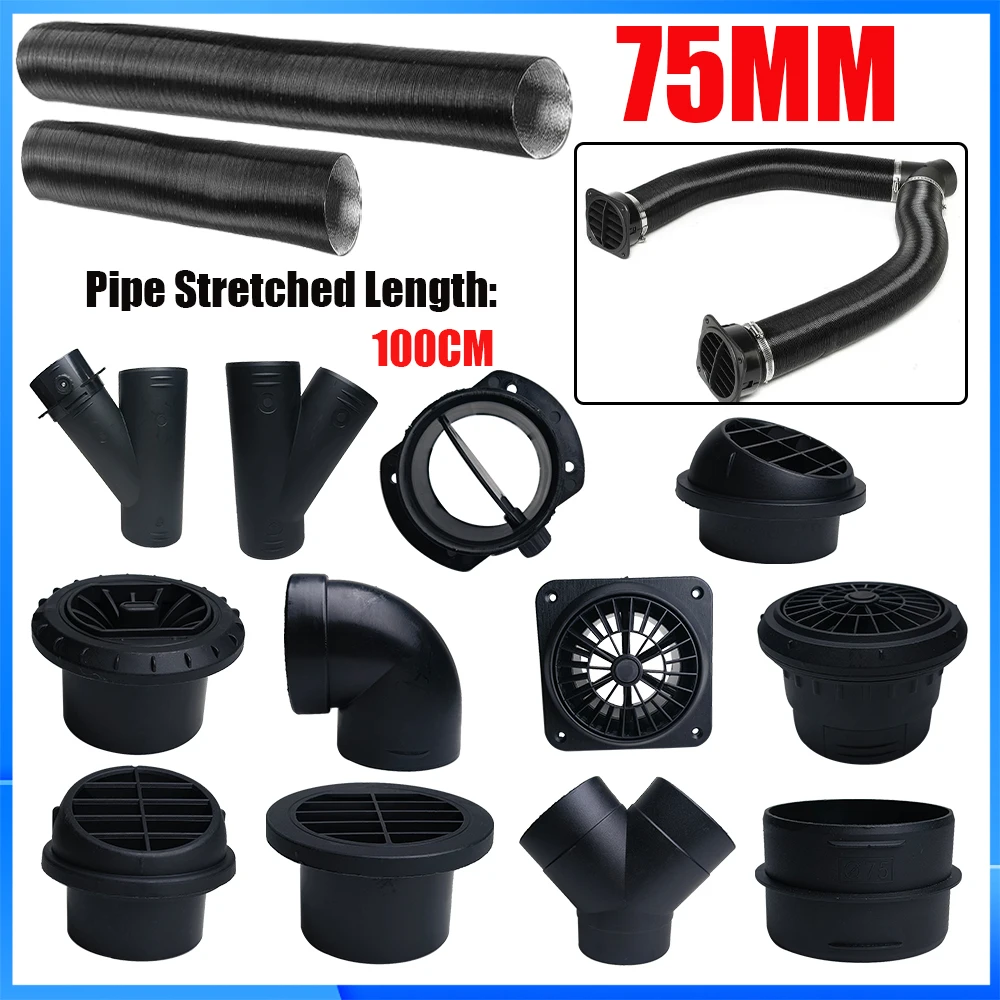 

100cm Length Air Diesel Heater Duct Pipe Tube Hose Outlet Exhaust Joiner Connector 75mm Diameter for Webasto Eberspaecher
