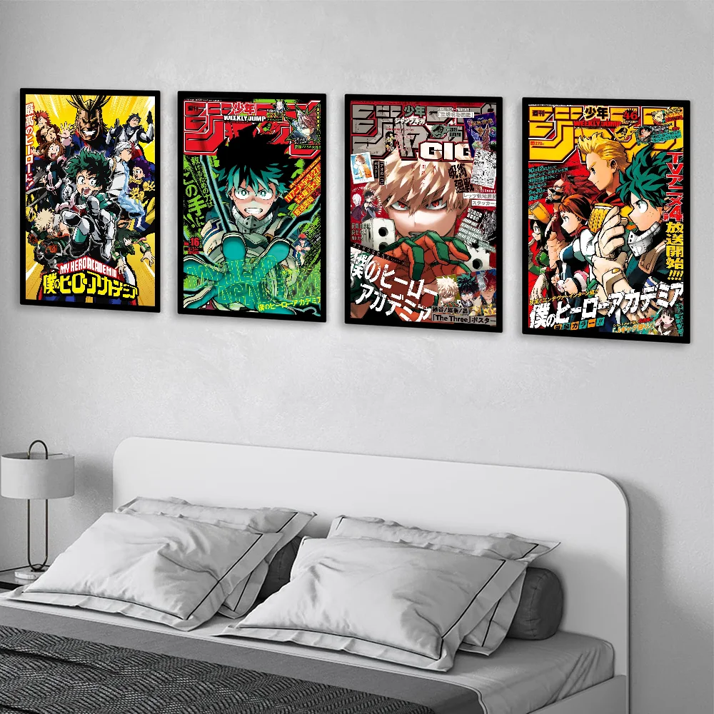 أنيمي Midoriya Izuku بطلي الأكاديمية ملصق رائع مقاوم للماء جدار الفن الفيلم الملصقات لغرفة المعيشة غرفة الرجعية ديكور هدية