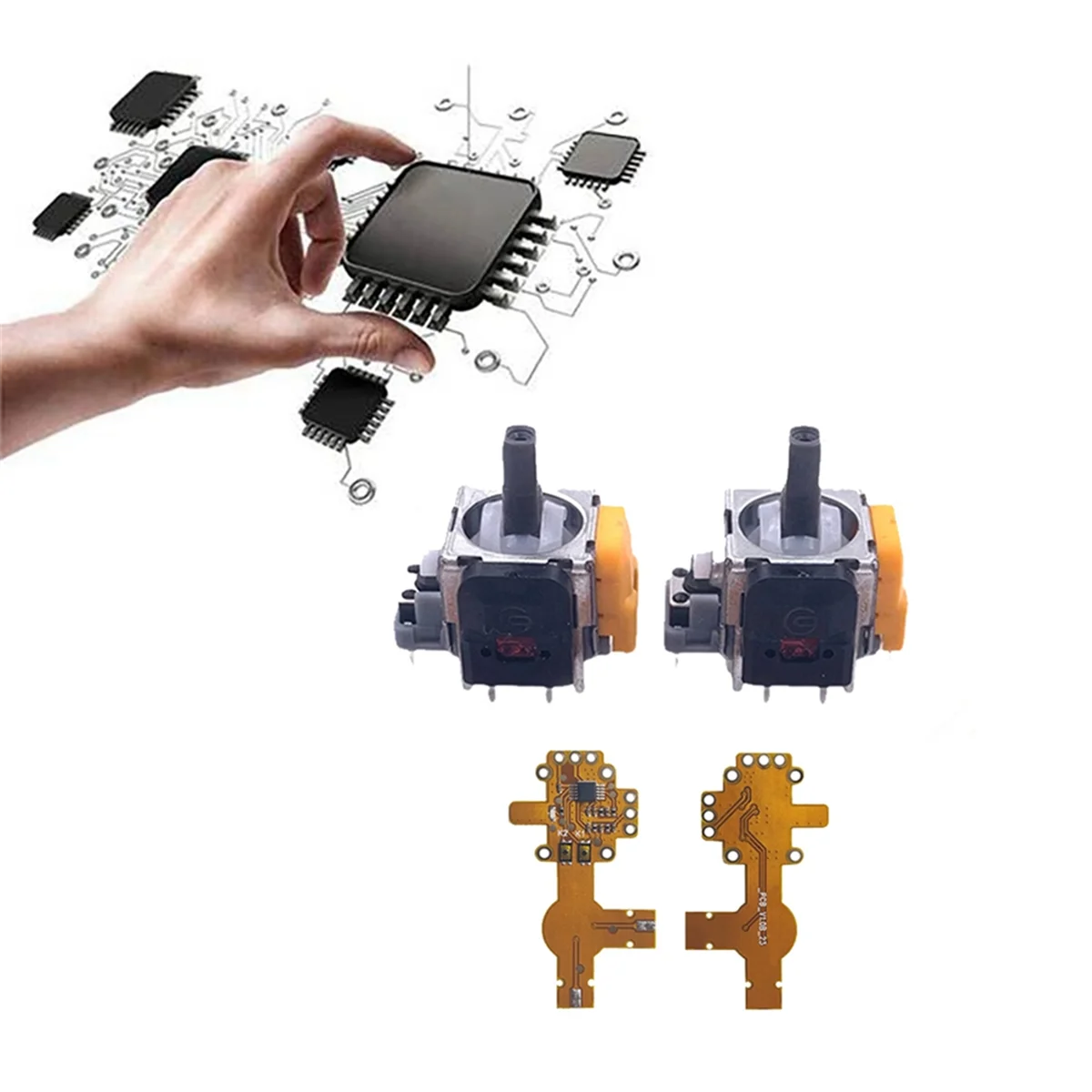 2PCS Hall Joystick+Calibration Board for Game Console Hall Effect & Hall Joystick Center/Outer Ring Calibration