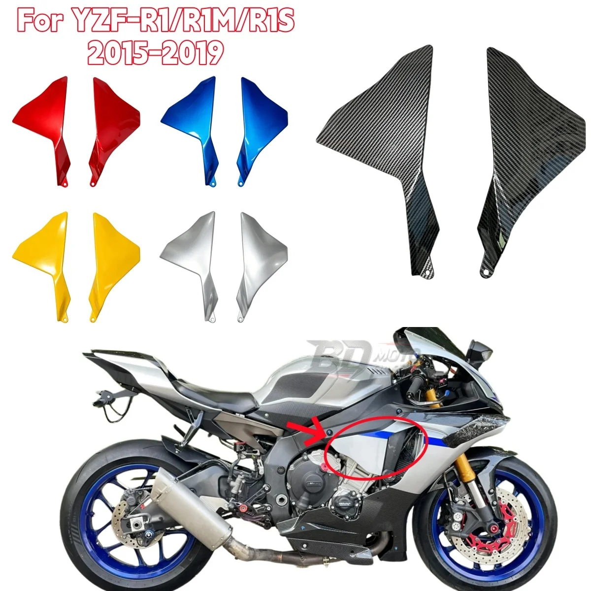 For Yamaha YZF R1 YZF-R1M R1S 2015 2016 2017 2018 2019 Motorcycle Frame Side Pane Mid Cover Fairing Engine Side Cover Trim Kit