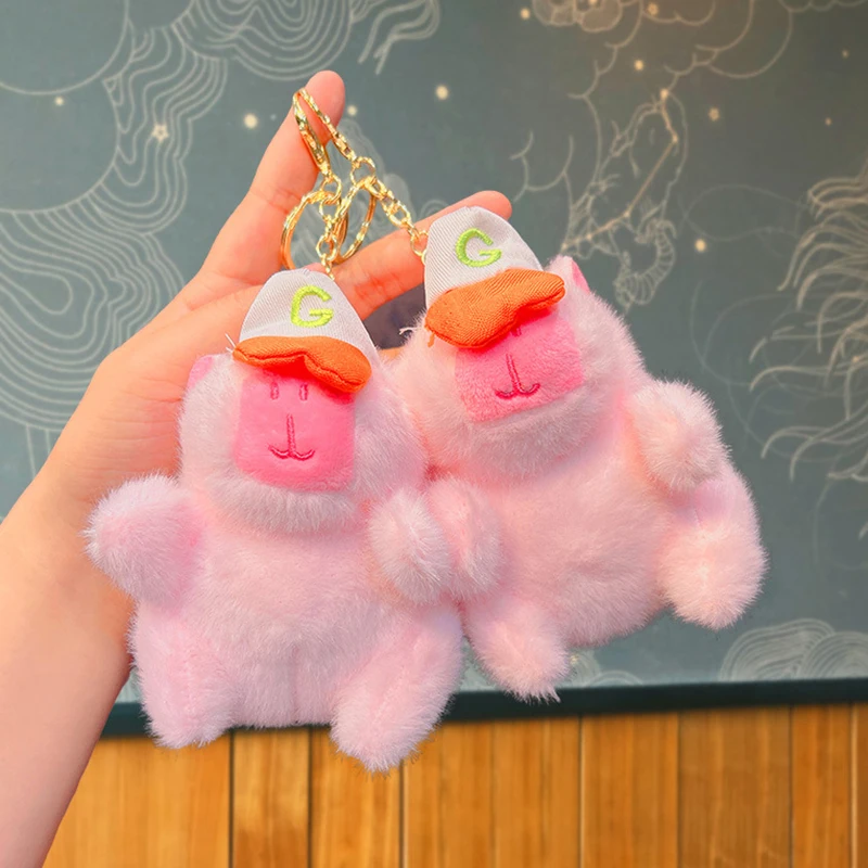 Kawaii Plush Capybara Keychain Bags Pendant Hanging Decoration Fluffy Stuffed Doll Toy Car Keyring Birthday Gifts