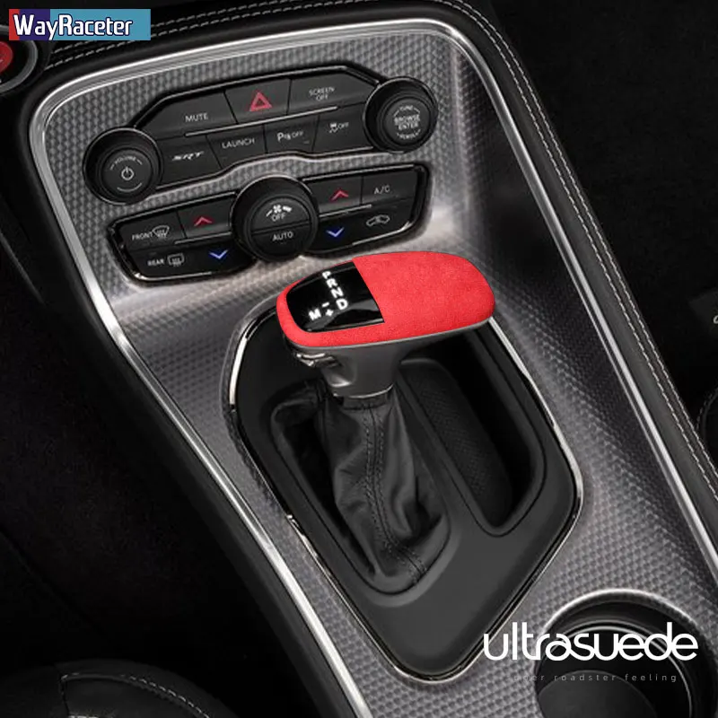 Ultrasuede Top Suede Car Wrapping ABS Gear Shift Knob Sticker Cover For Dodge Charger Challenger Durango 2021 2015- Accessories