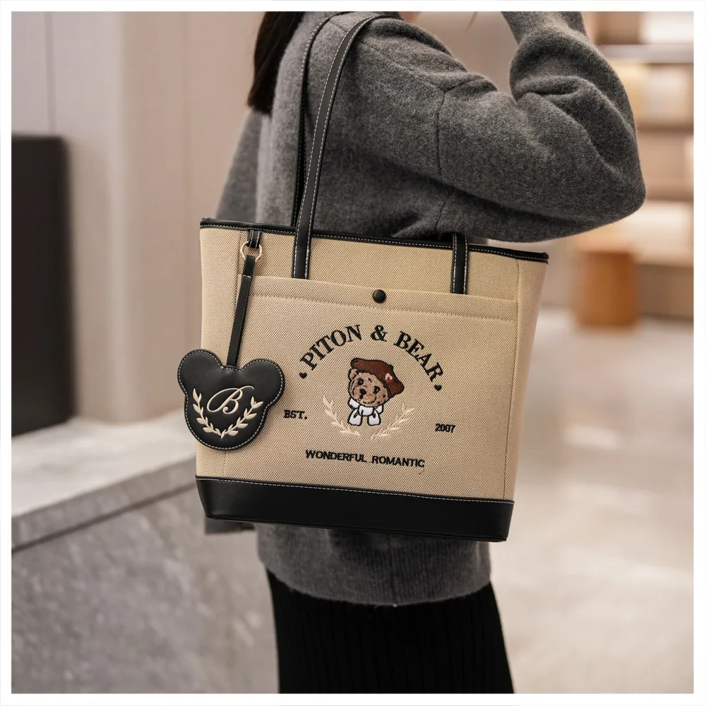 Beibaobao nowy kolor kontrastujący codzienna torba na ramię pod pachami torba na ramię o dużej pojemności kreskówka damska torba Ins Tote Bag — zdjęcie 5