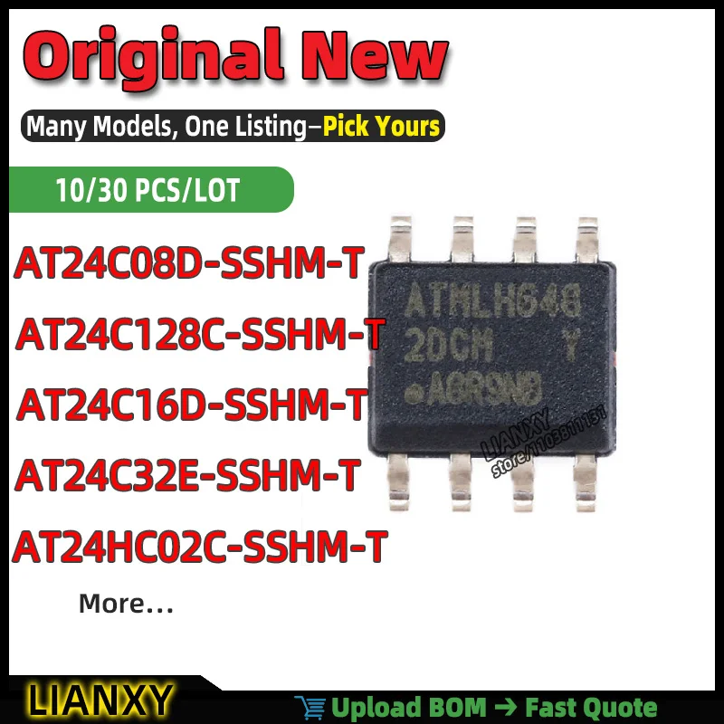 AT24C08D-SSHM-T AT24C128C-SSHM-T AT24C16D-SSHM-T AT24C32E-SSHM-T AT24HC02C-SSHM-T SOIC-8 EEPROM New Original