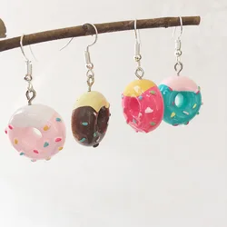 Funny Miniature Food Drop Earrings For Women Girls Cute Emulational Cake Donuts Dangle Earrings Personality Party Jewelry Gifts