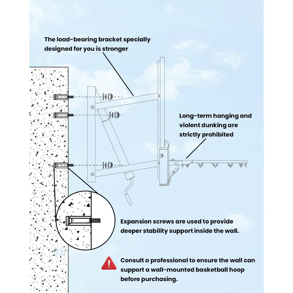 In hoogte verstelbare basketbalring voor buiten met onbreekbaar bord, 7,5ft tot 10FT, robuuste 54 inch rand voor duurzaamheid en lang