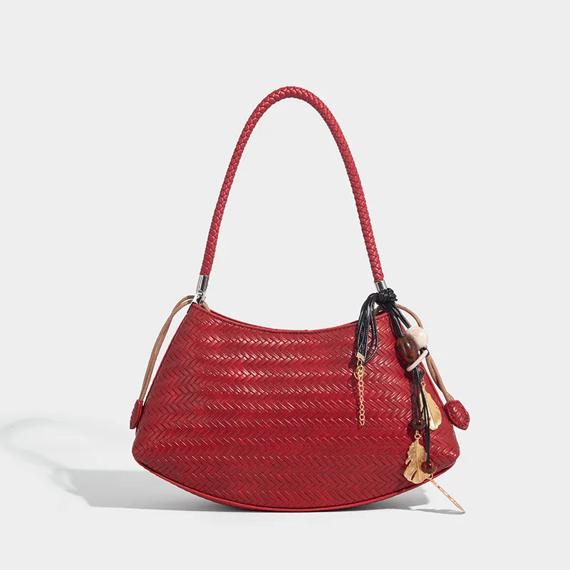 Nieuwe luxe designer shell geweven onderarmtas voor dames Vintage PU lederen handtas met binnenzak Modieuze schoudertas