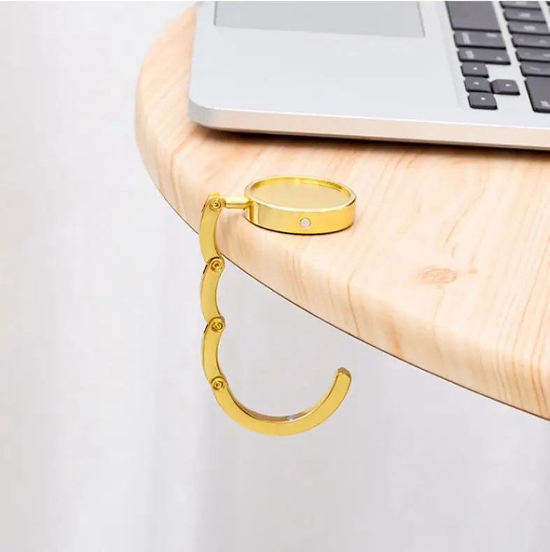 Portable Folding Bag Hanger Handbag Hook Holder Table Hook Alloy Purse Bag Holder Circle Shape Bag Hook Travel Outdoor Accessori