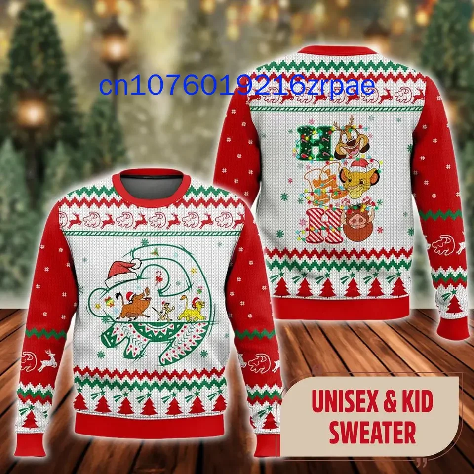 2024 New The Lion King Christmas Sweater 3D Print Men and Women Casual Cartoon Sweatshirt Christmas Sweater