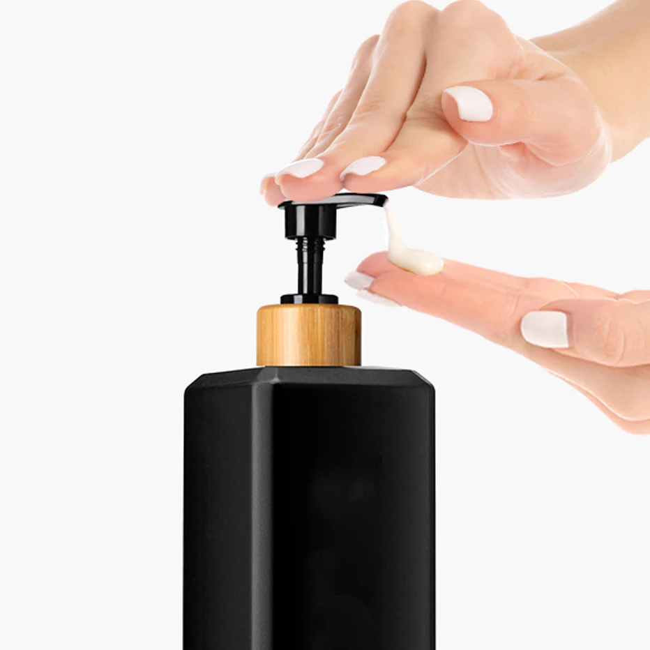 500ml Shampoo Conditioner Soap Dispenser Bottles Refillable Bamboo Pump Shower Lotion Body Wash Bottles