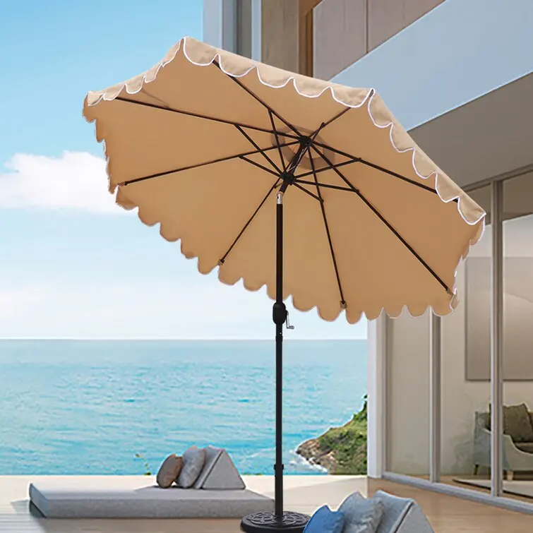 Outdoor shaking umbrella, garden parasol tilting sun umbrella, beach milk tea shop camping umbrella, wave edge shaking umbrella