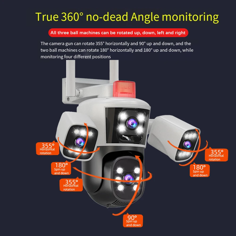 Linook 16MP 8K 4 lentes 10x número zoom ao ar livre à prova d'água CCTV WIFI conexão de telefone câmera IP pan tilt 360 inteligente