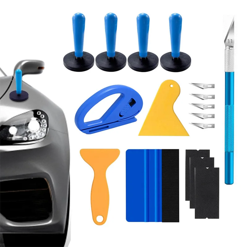 Car Film Wrap Tool Kit Vinyl Spatula Scraper Cutter Wrap Gripper Magnet Holder for Window Tint Car Accessories Squeegee Set 1-17