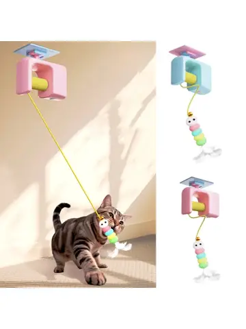 Cats Toys Pet Stress Relief Rechargeable Interactive Hanging Door Automatic Electric Flying Bird Cat Toy for Hunt Elastic Rope