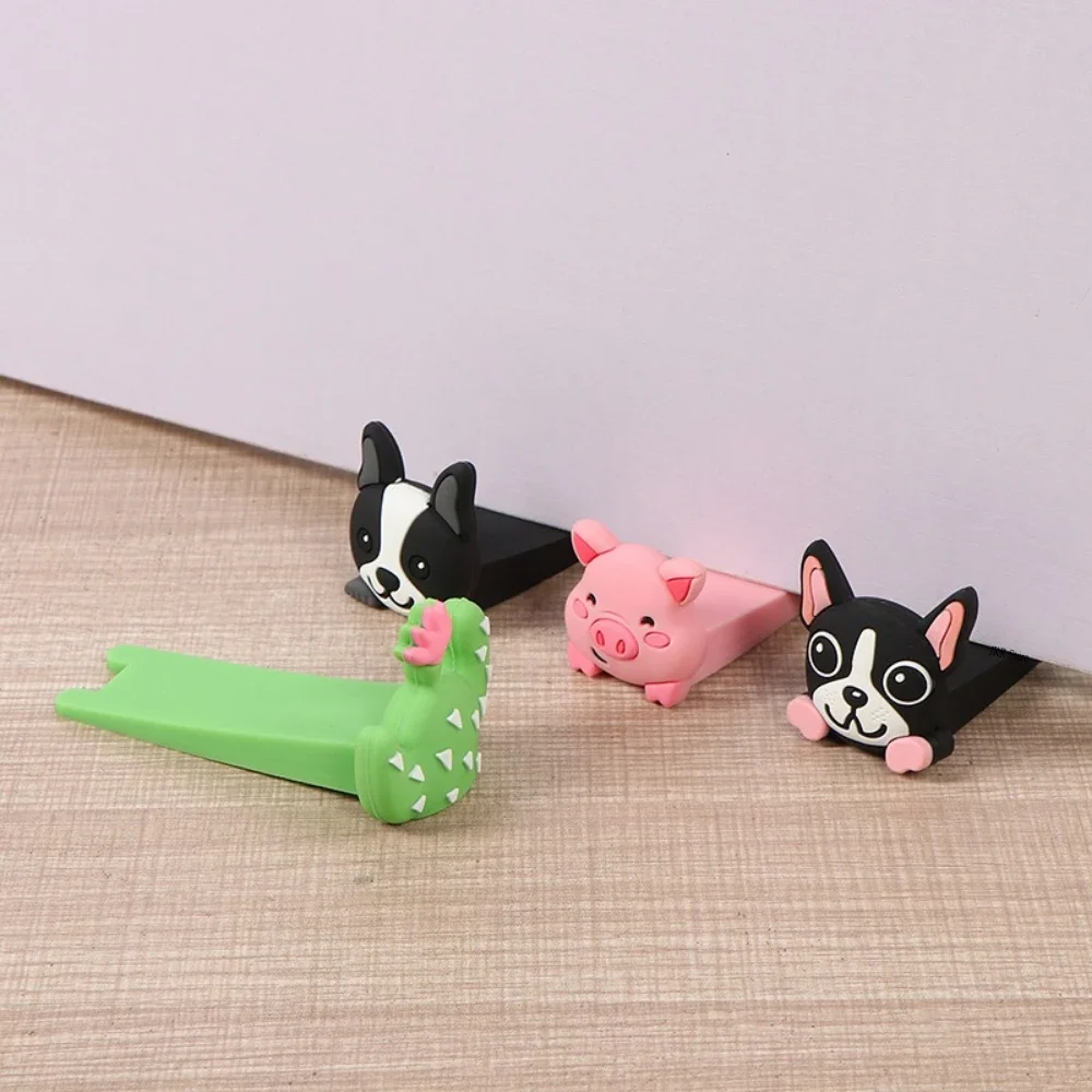Door Stopper Reusable Silicone Cartoon Design Non Slip Wedge Shape for Home Offices Door Protections Shock Absorbing Door stops