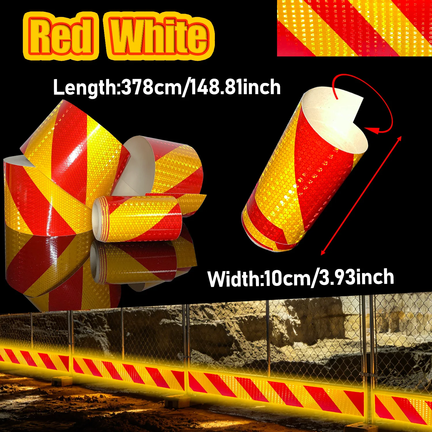 Ruban Réfléchissant Imperméable en Sergé de 10 cm, Autocollant de Sécurité Réflecteur Gauche ou Droit, Autocollant Transparent pour Camion