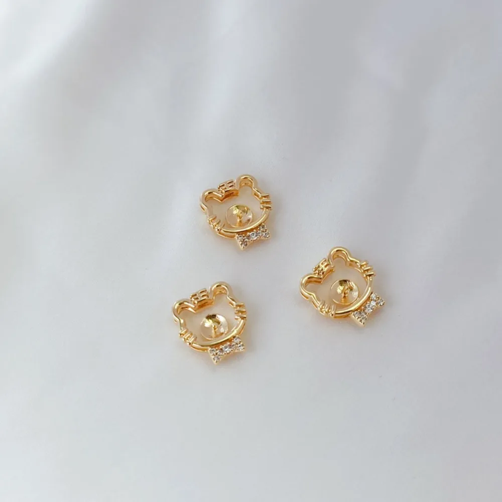 14K Gold-plated and Zircon Inlaid Small Tiger Empty Stand Pendant Bracelet Necklace Pendant, DIY Handmade Jewelry Accessory
