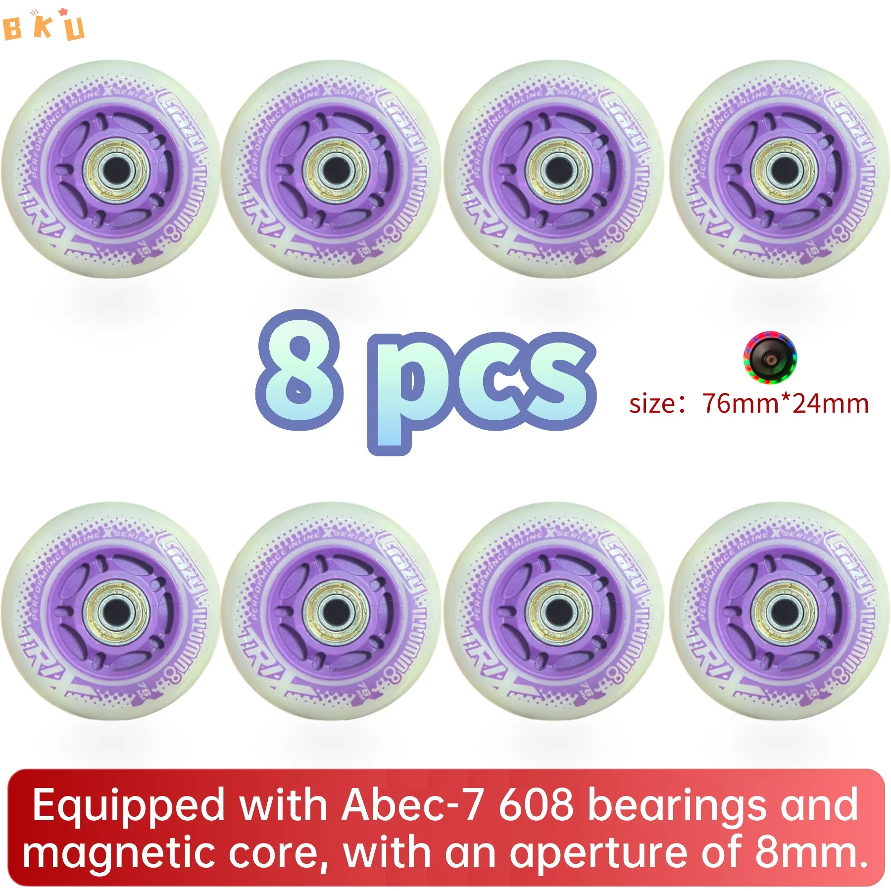 Колеса премиум-класса со светодиодной подсветкой 76 мм (3 дюйма) для роликовых коньков — подшипники ABEC-7, 2/4/8 варианта упаковки