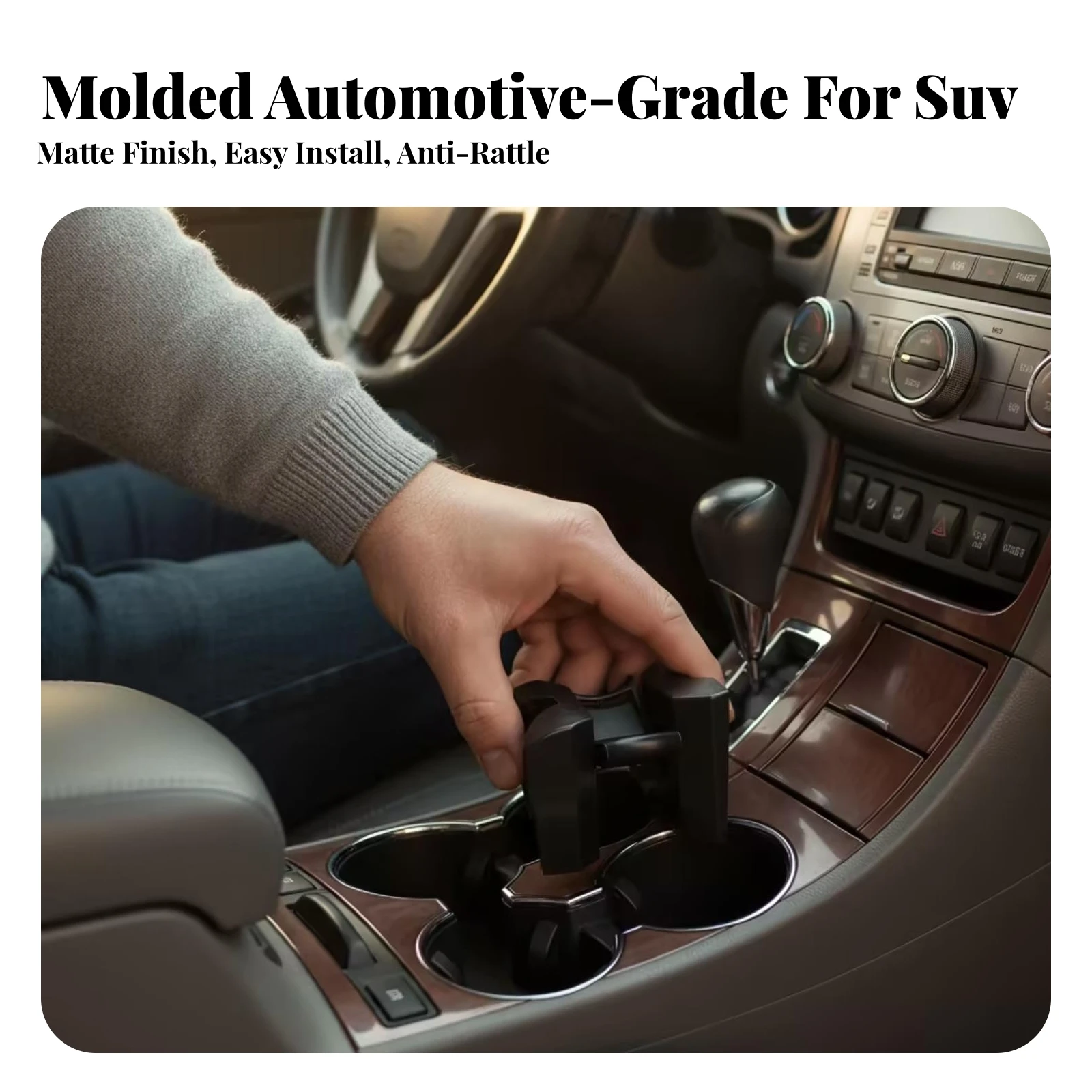 Center Console Cup Holder Divider Stable Center Console Cup Holder Partition Car Accessory No-Rattle Vibration-Reducing