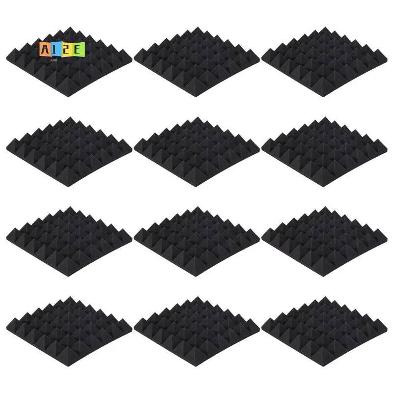 

A12E-12Pcs Soundproof Foam Panels,2 Inch X 12 Inch X 12 Inch Pyramid Shaped Acoustic Panels For Wall,Studio, Home And Office