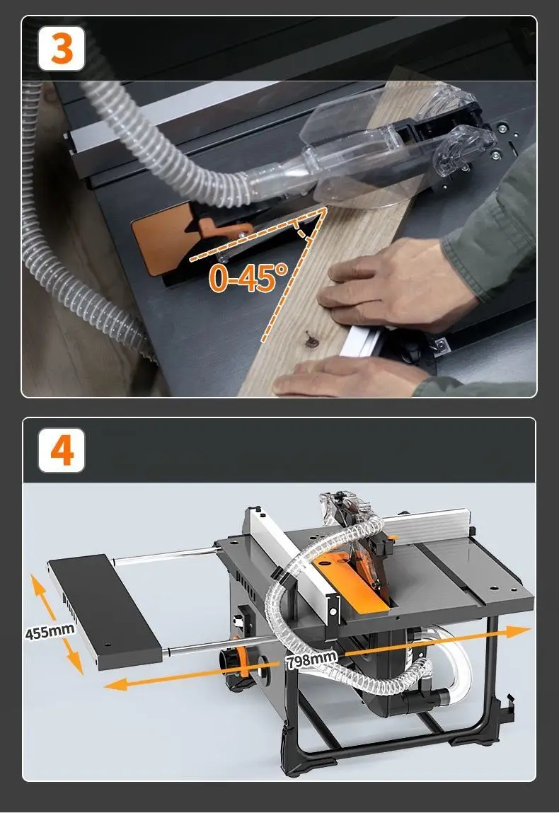 Electric Multifunctional Table Saw 8-inch for Woodworking Solid Wood Composite Laminate Floor Cutting with 6cm Depth