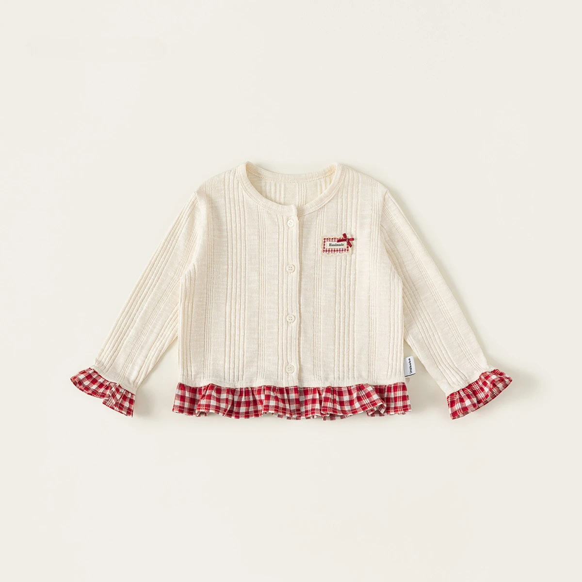 Coat Girls 2026 Spring and Autumn New Plaid Ruffle Edge Childrens Top Baby Long Sleeved Clothes Comfortable Cozy