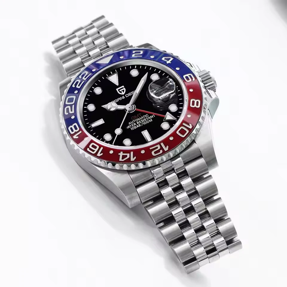 PAGANI DESIGN 40mm Automatische GMT Armbanduhr Edelstahl Wasserdicht Männer Uhr Top Marke Mechanische sport Uhren Männer PD-1662