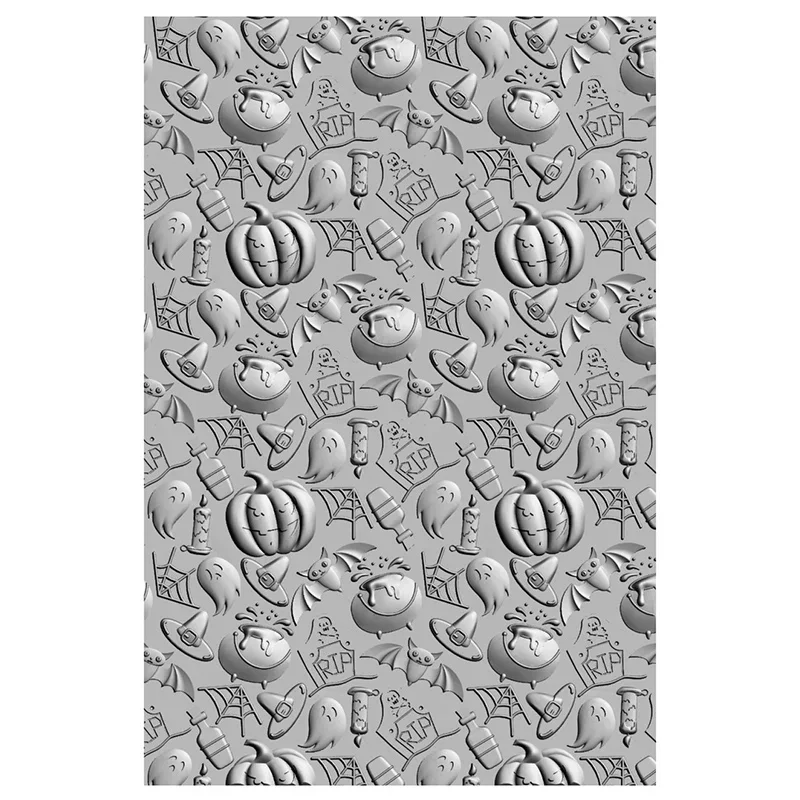 New 3-d Texture Impression Embossed Folder - Halloween Element Embossed Plastic Embossed Folder For Card Making Scrapbook Paper