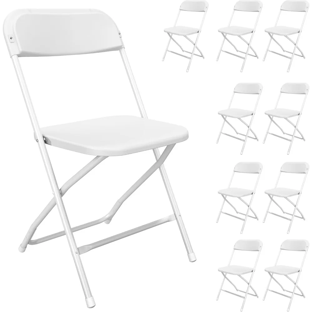 

10 Pack White Folding Chairs, Portable Party Chairs, Plastic Folding Chair,Stackable Commercial Seats with Steel Frame for Offic