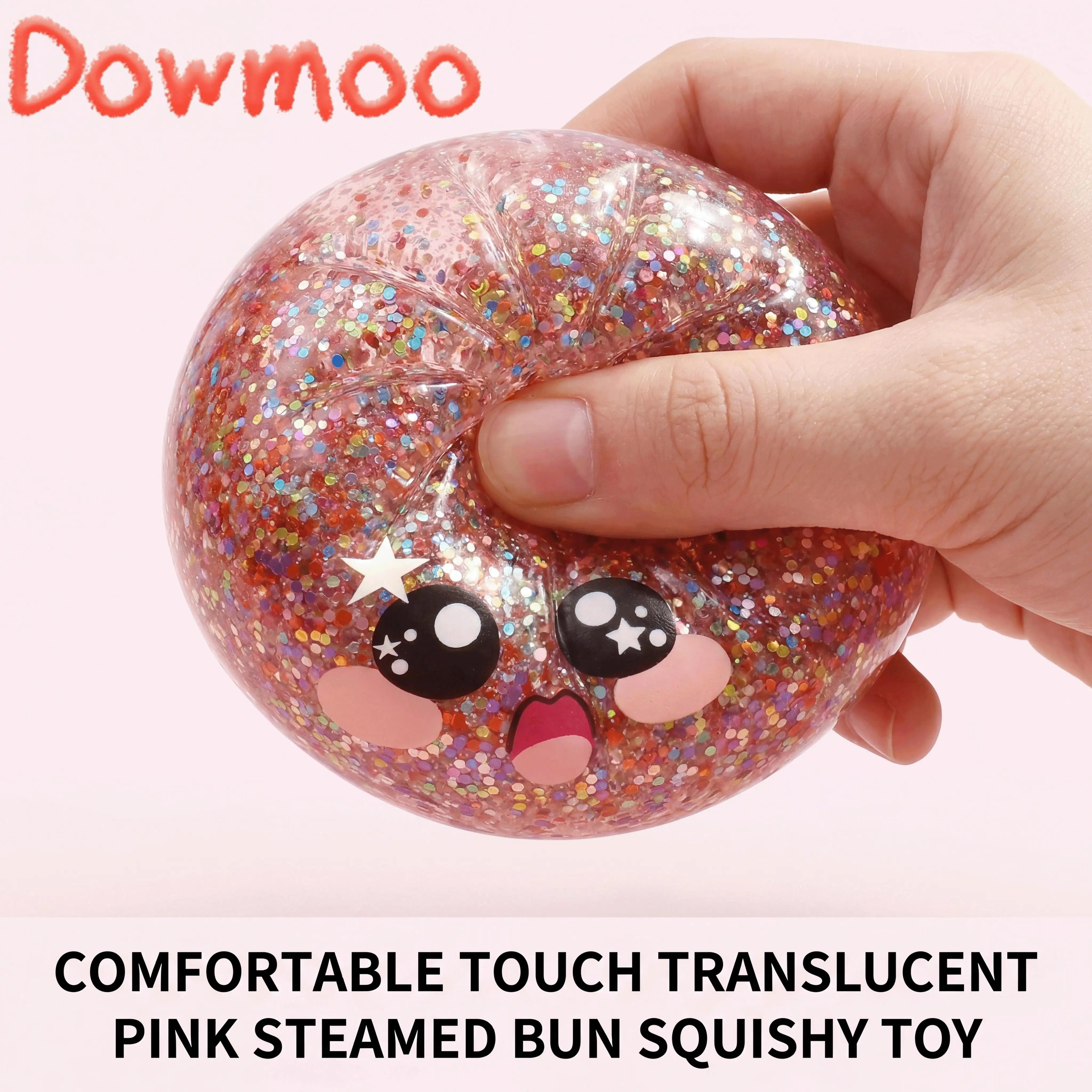 Cute Glitter Dumplings Squishy Toy With Steamer Soft Slow Resilience Toys Stress Relief Sensory Ball Sparkling Relaxation Tool