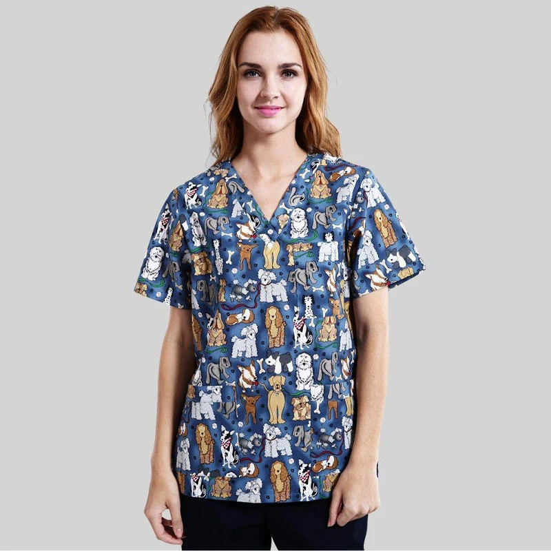 Scrub tops Uniform V-Neck Hospital Beauty scrubs Medical Surgical Gown Pharmacy Healthcare Work Wear Unisex Mens Scrub Soft view 4