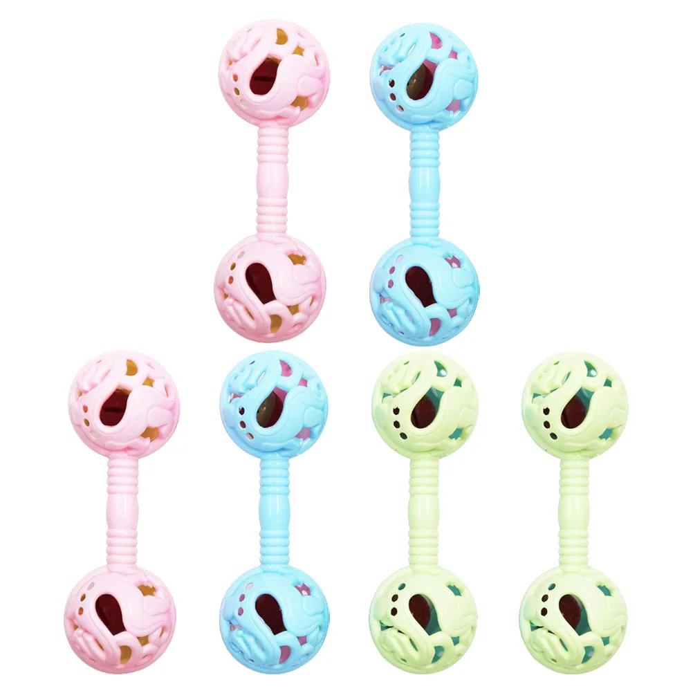 6 قطعة حشرجة الموت الرضع كرنك اليد التعليمية اللعب رائعتين الدمبل شكل ضوء المحمولة الوليد الطفل مرحلة ما قبل المدرسة الموسيقية #2