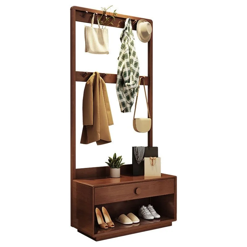 

Oak solid wood freestanding coat rack optional mirror bedroom living room apartment easy to assemble clothing storage