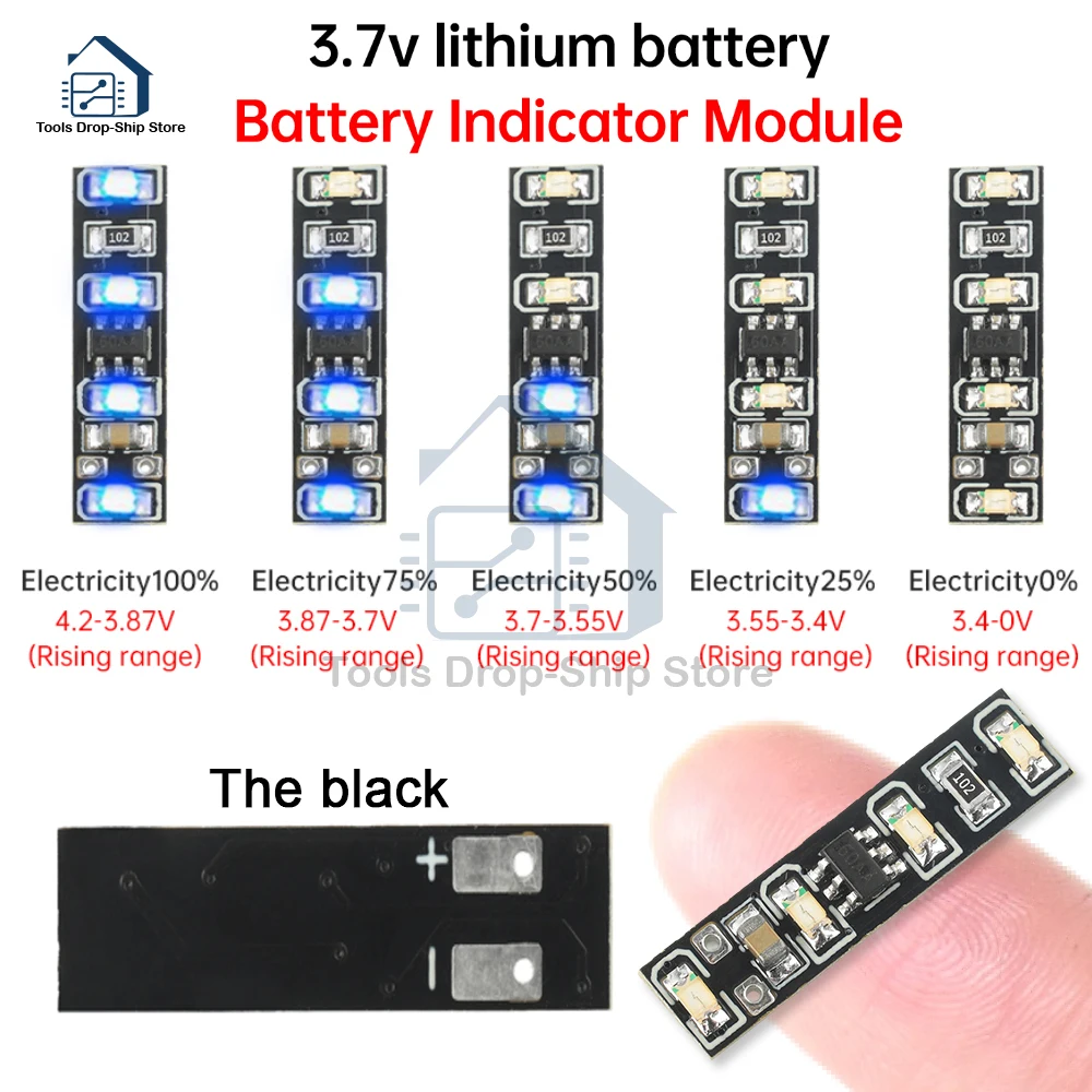 5pcs DC3.7-4.2V Metering Module LED Batterij Niveau Indicator 1S Ternaire Lithium Batterij Capaciteit Board Power display Module