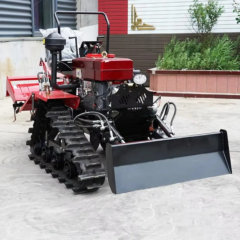 Mini Agricultural Equipment Farming Tractor with Crawler Cultivator Tiller Featuring Core Components Engine Gearbox Motor