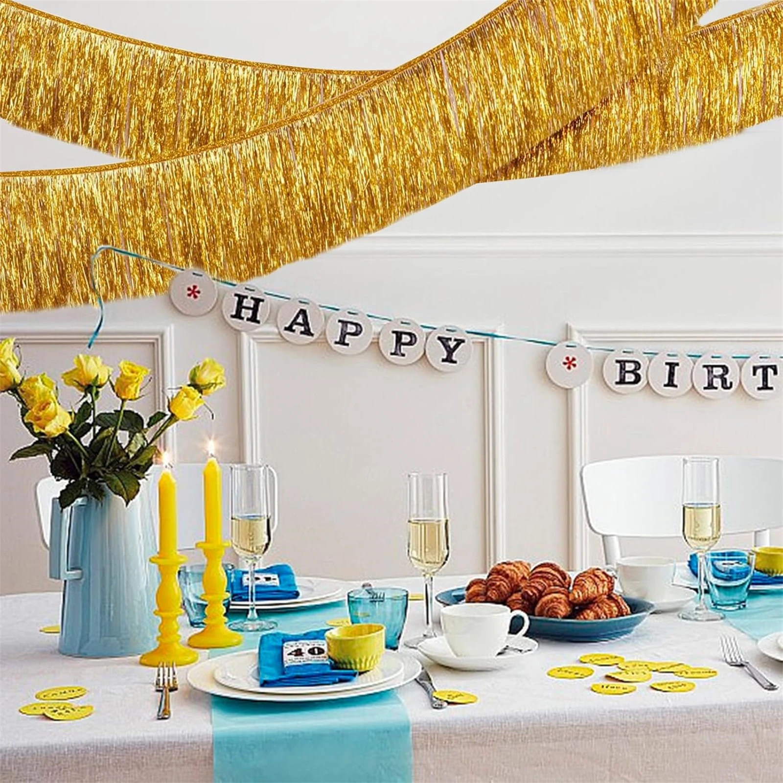 Gold Foil Fringe Garland Party - Tinsel Garland Decoration 评论和价格