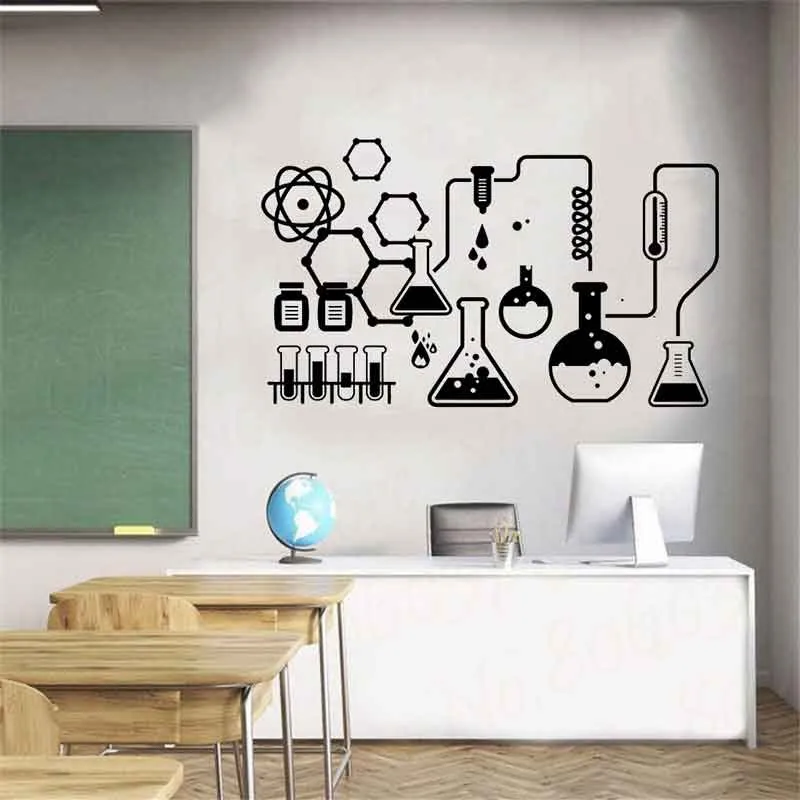 

Vinyl wall sticker Science laboratory Chemical equipment Decal school classroom Art sticker Home study Decorative mural kx06